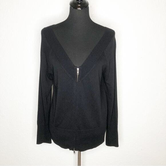 Cabi Switch black v neck full zip front cardigan sweater size Medium #5453 - Picture 4 of 16